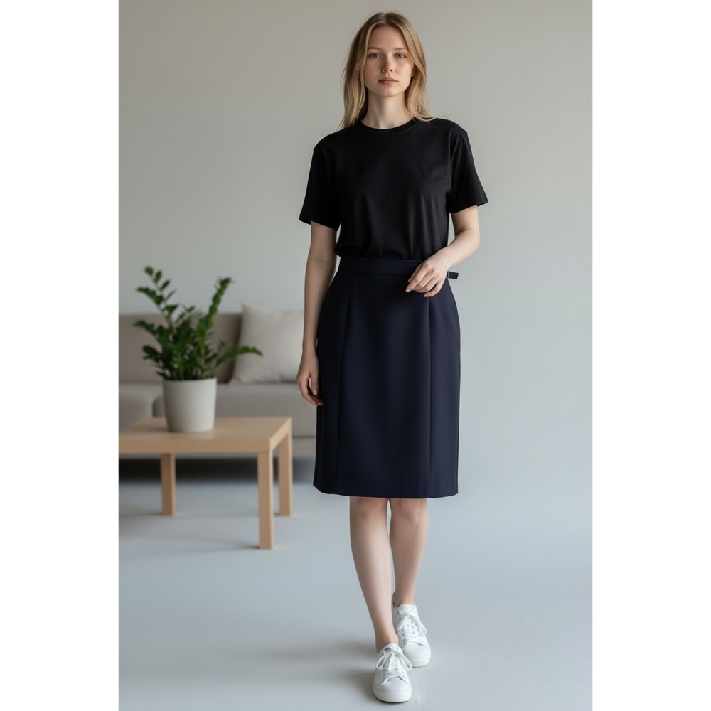 Jones New York‎ Navy Blue Wool Blend Pencil Skirt Size 12 Professional Office
